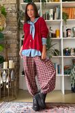 Jasper Plaid Brushed Cotton Shelby Barrel Pant Morello